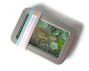 Green Flower Magnet Set