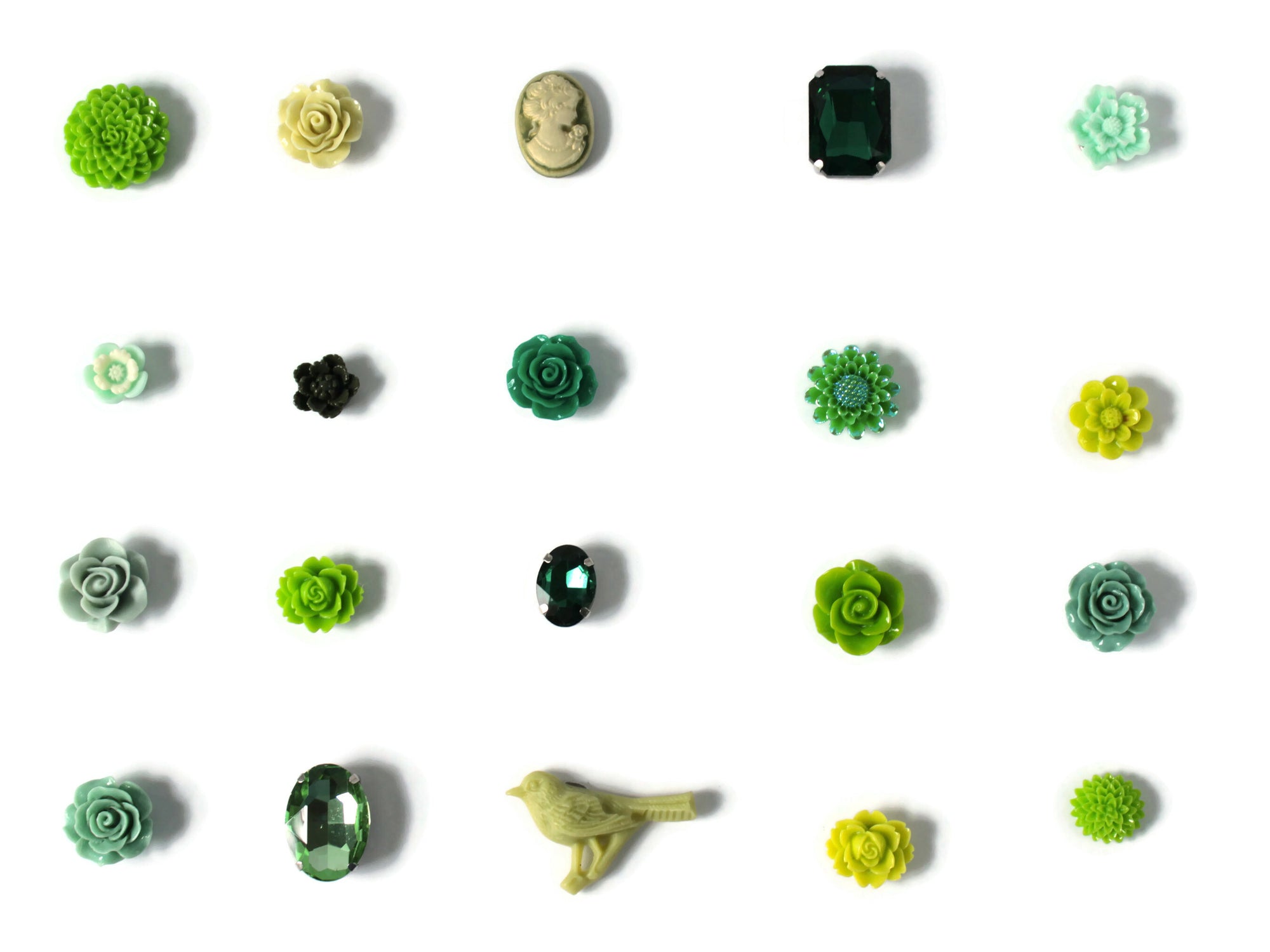 Green Flower Magnet Set