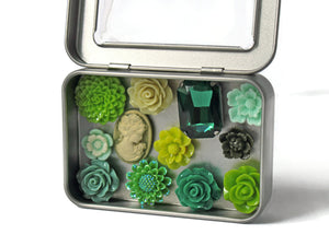 Green Flower Magnet Set