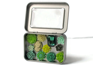 Green Flower Magnet Set