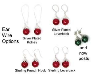 Red Christmas Ball Earrings 12mm