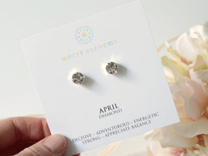April Birthstone Stud Earrings in Clear Crystal