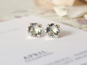 April Birthstone Stud Earrings in Clear Crystal