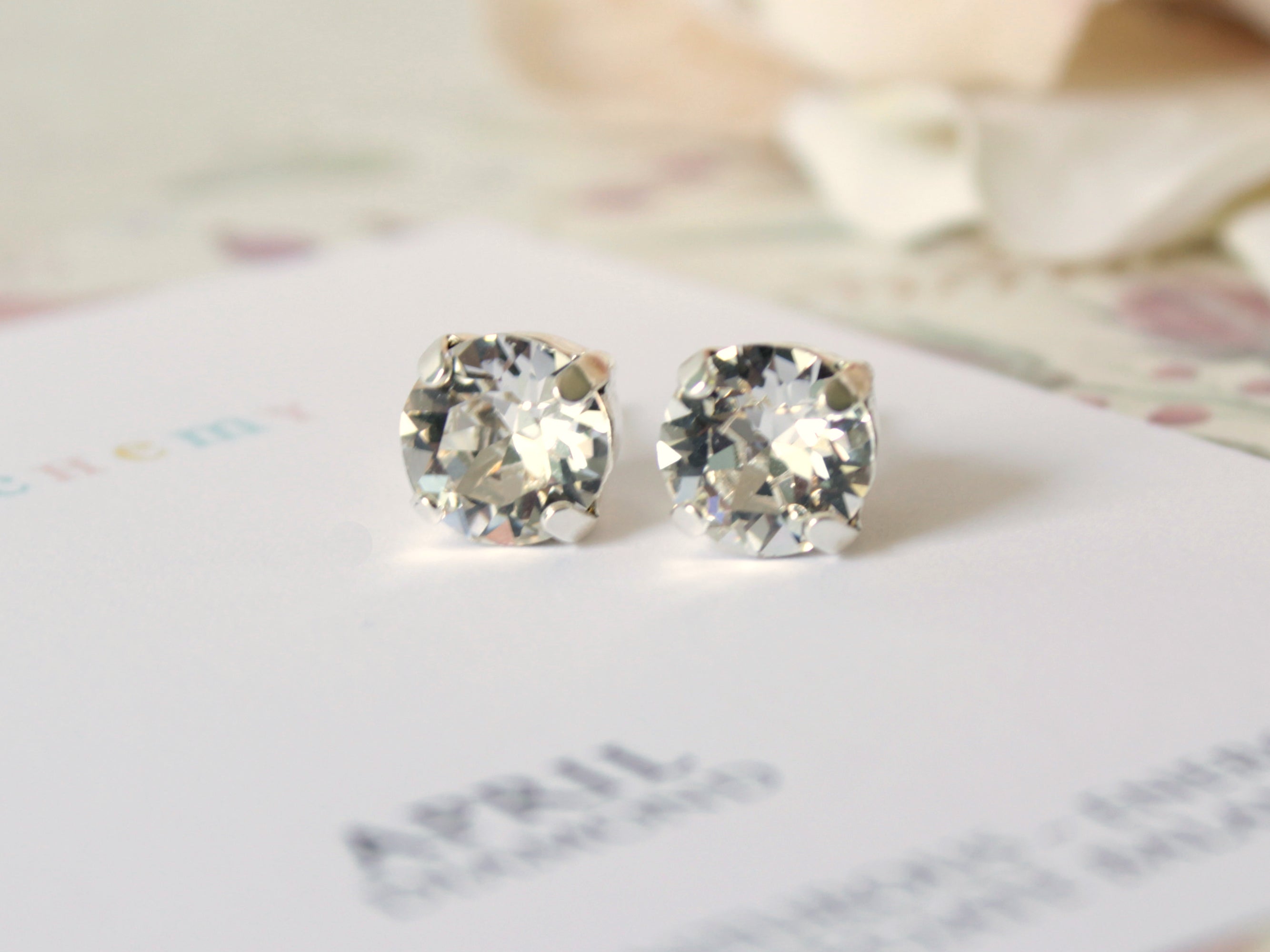 April Birthstone Stud Earrings in Clear Crystal