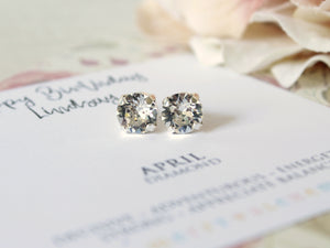 April Birthstone Stud Earrings in Clear Crystal