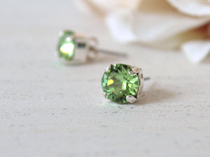 August Birthstone Stud Earrings in Peridot