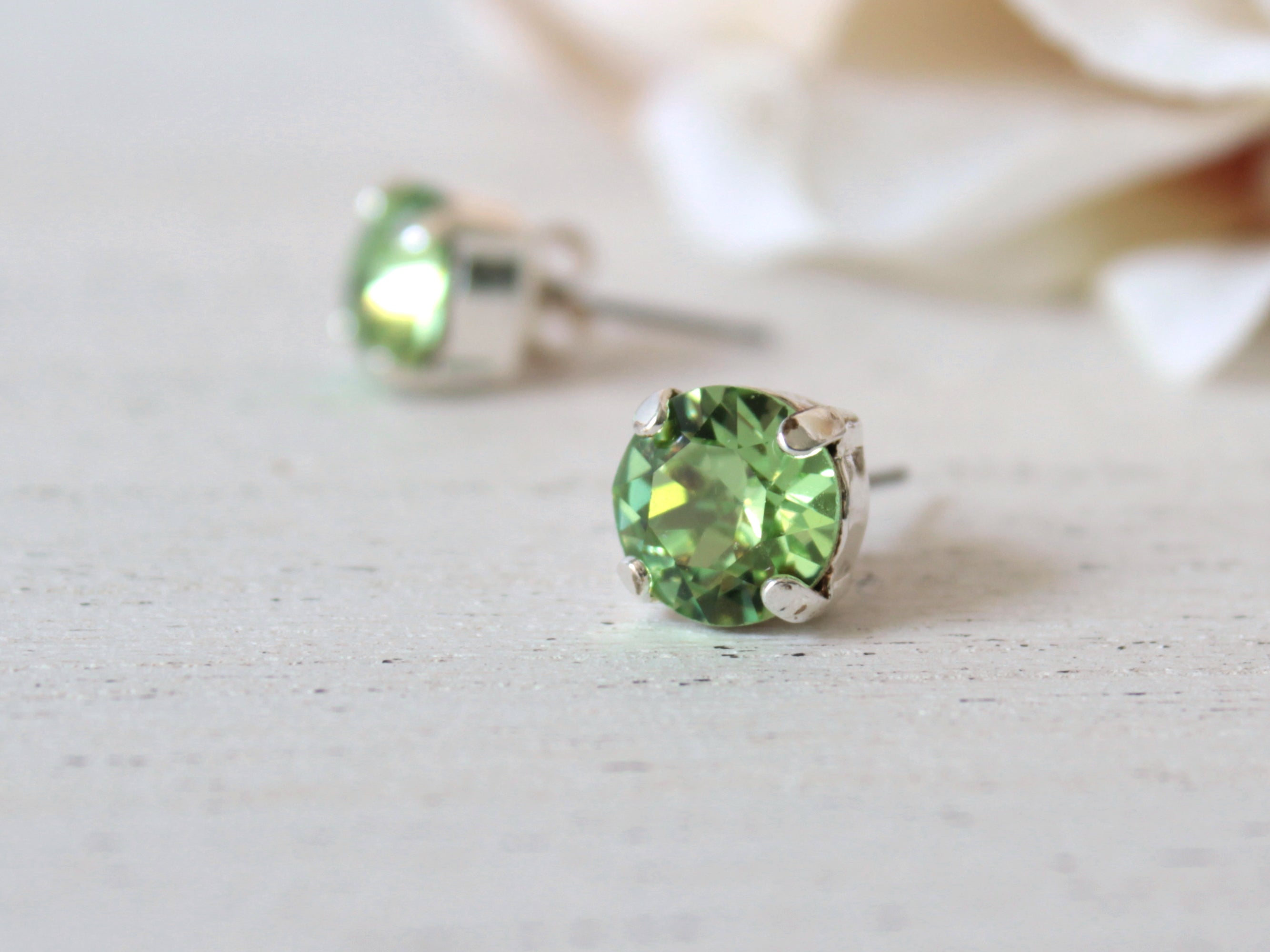 Peridot Crystal Stud Earrings