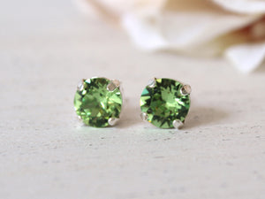 August Birthstone Stud Earrings in Peridot