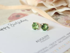 August Birthstone Stud Earrings in Peridot