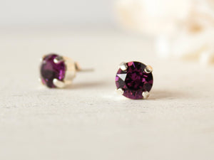 February Birthstone Stud Earrings in Amethyst