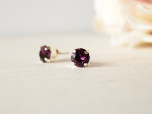 February Birthstone Stud Earrings in Amethyst