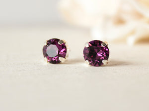 Personalized February Birthstone Stud Earrings in Amethyst