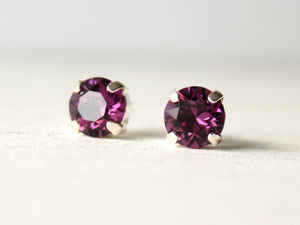 Amethyst Crystal Stud Earrings