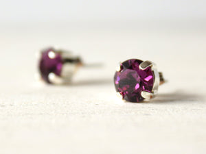 Happy Birthday February Birthstone Stud Earrings in Amethyst