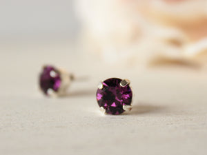 Personalized February Birthstone Stud Earrings in Amethyst