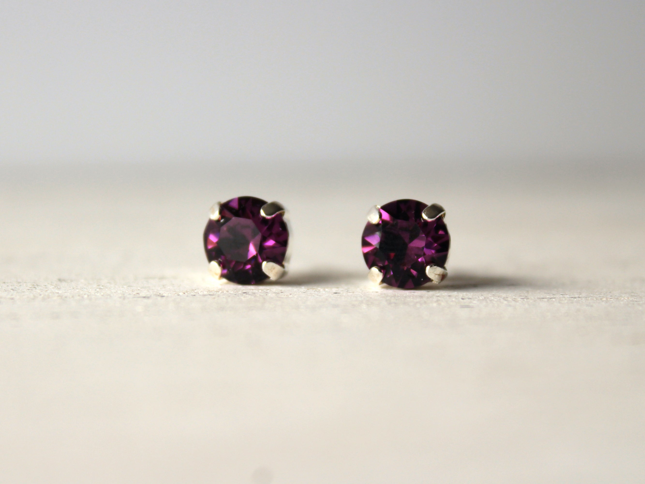 Amethyst Crystal Stud Earrings