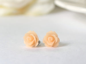 Single Bloom Studs in Frosted Peach Rose