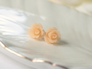 Single Bloom Studs in Frosted Peach Rose