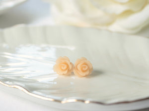 Single Bloom Studs in Frosted Peach Rose