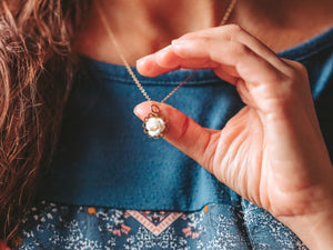 Tiny Petals Layering Necklace 18" ~ Frosted Peach Rose