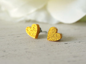 Gold Glitter Heart Earrings