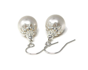 12mm White Christmas Ball Earrings