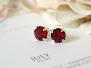 July Birthstone Stud Earrings in Ruby