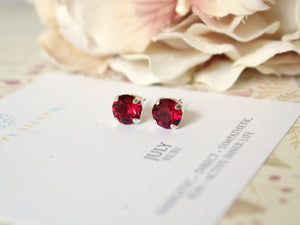 July Birthstone Stud Earrings in Ruby