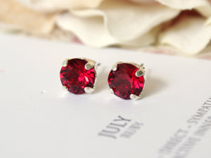 July Birthstone Stud Earrings in Ruby