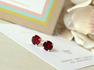 July Birthstone Stud Earrings in Ruby