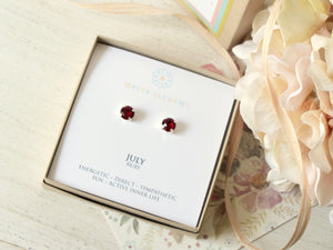 July Birthstone Stud Earrings in Ruby