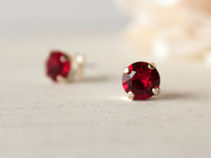 July Birthstone Stud Earrings in Ruby