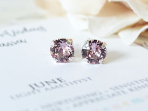 June Birthstone Stud Earrings in Light Amethyst