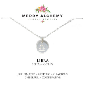 Libra Zodiac Necklace in Sterling Silver