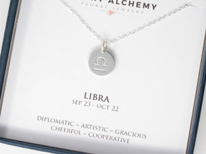 Libra Zodiac Necklace in Sterling Silver