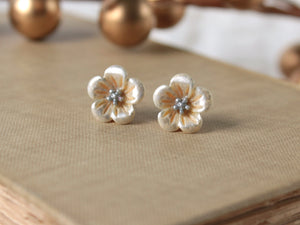 Gold Metallic Flower Earrings