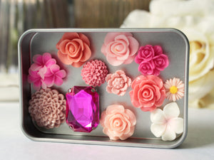 Pink Flower Magnet Set