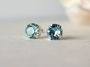 March Birthstone Stud Earrings in Aquamarine