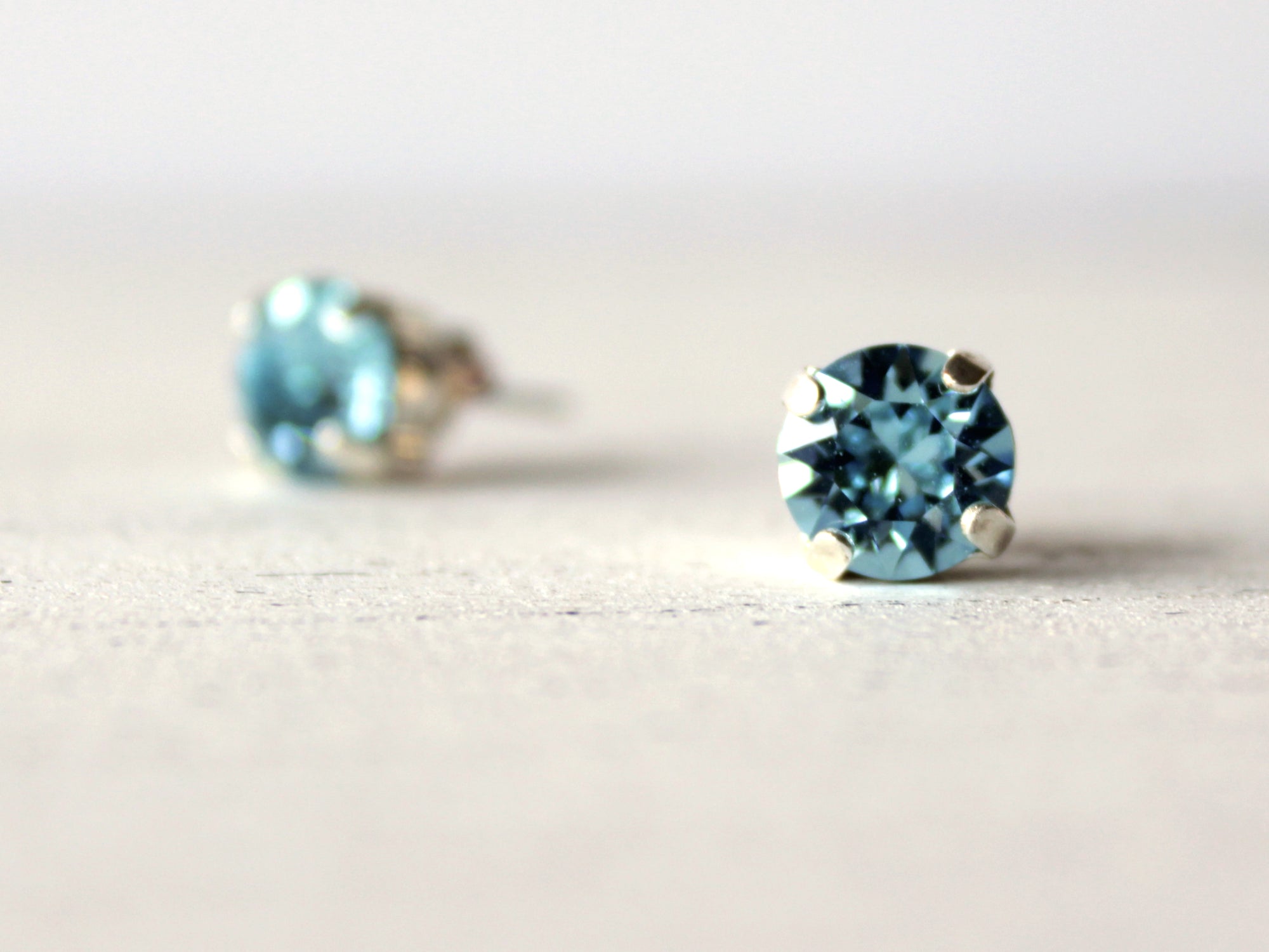 Aquamarine Crystal Stud Earrings
