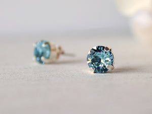 Aquamarine Crystal Stud Earrings