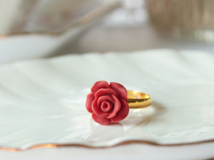 Rose Ring in Matte Red