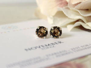 November Birthstone Stud Earrings in Light Colorado Topaz