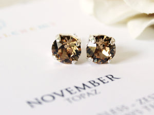 November Birthstone Stud Earrings in Light Colorado Topaz