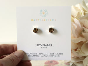 November Birthstone Stud Earrings in Light Colorado Topaz