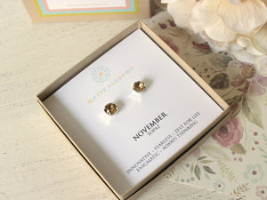 November Birthstone Stud Earrings in Light Colorado Topaz