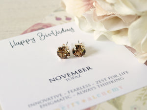 November Birthstone Stud Earrings in Light Colorado Topaz