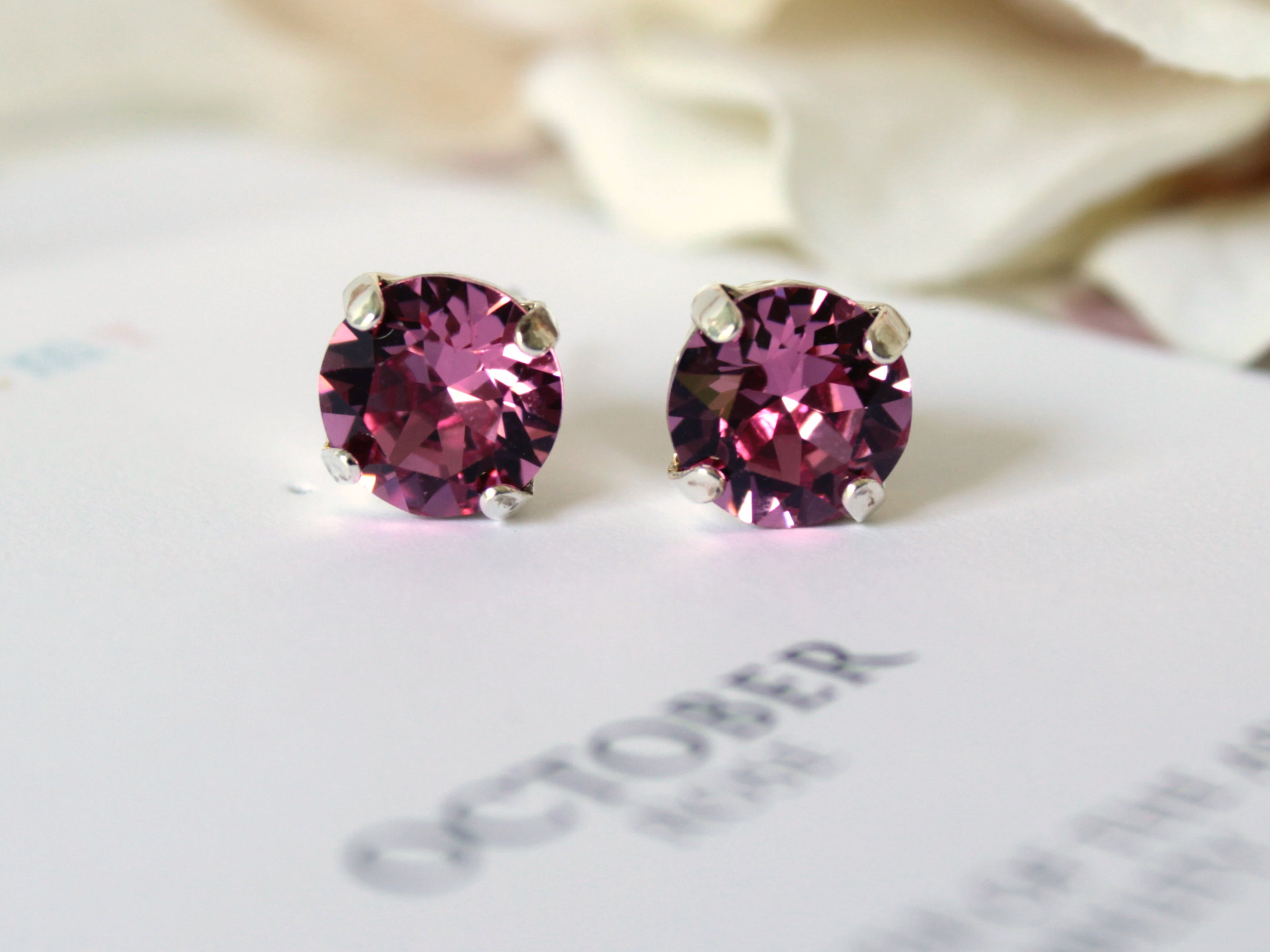 October Birthstone Stud Earrings