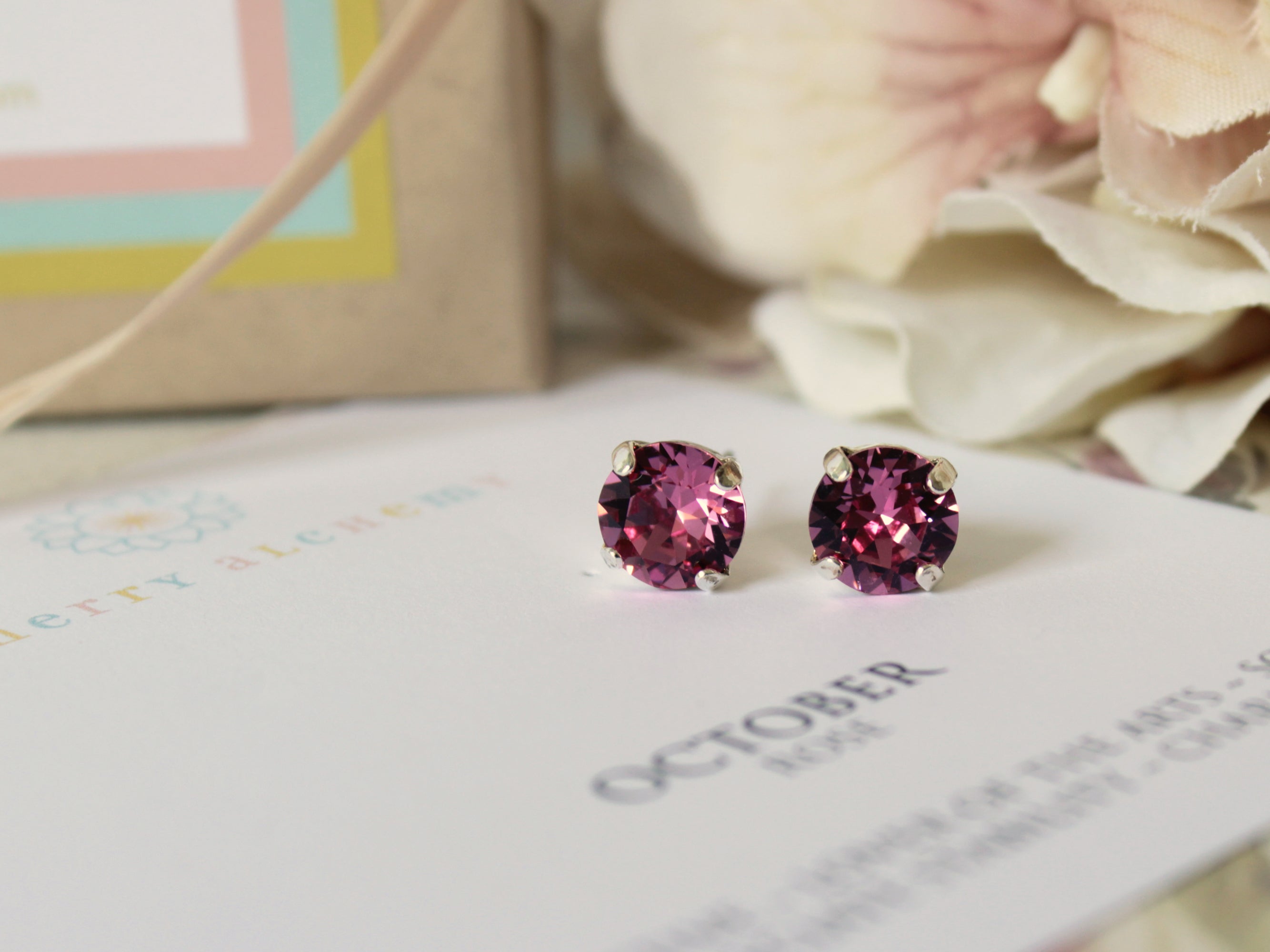 October Birthstone Stud Earrings