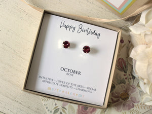 October Birthstone Stud Earrings