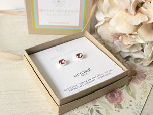 October Birthstone Stud Earrings